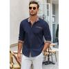 imageCOOFANDY Mens Long Sleeve Dress Shirt Plaid Collar Casual Button Down ShirtsBlue