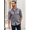 imageCOOFANDY Mens Long Sleeve Dress Shirt Plaid Collar Casual Button Down ShirtsGrey