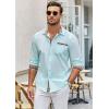 imageCOOFANDY Mens Long Sleeve Dress Shirt Plaid Collar Casual Button Down ShirtsLight Blue