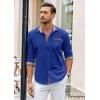 imageCOOFANDY Mens Long Sleeve Dress Shirt Plaid Collar Casual Button Down ShirtsNavy Blue