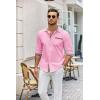 imageCOOFANDY Mens Long Sleeve Dress Shirt Plaid Collar Casual Button Down ShirtsPink