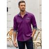 imageCOOFANDY Mens Long Sleeve Dress Shirt Plaid Collar Casual Button Down ShirtsPurple