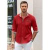 imageCOOFANDY Mens Long Sleeve Dress Shirt Plaid Collar Casual Button Down ShirtsRed