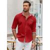 imageCOOFANDY Mens Long Sleeve Dress Shirt Plaid Collar Casual Button Down ShirtsRed