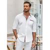 imageCOOFANDY Mens Long Sleeve Dress Shirt Plaid Collar Casual Button Down ShirtsWhite