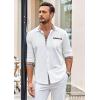 imageCOOFANDY Mens Long Sleeve Dress Shirt Plaid Collar Casual Button Down ShirtsWhite