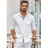 imageCOOFANDY Mens Long Sleeve Dress Shirt Plaid Collar Casual Button Down ShirtsWhiteGrey