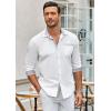 imageCOOFANDY Mens Long Sleeve Dress Shirt Plaid Collar Casual Button Down ShirtsWhiteGrey