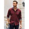 imageCOOFANDY Mens Long Sleeve Dress Shirt Plaid Collar Casual Button Down ShirtsWine Red