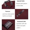 imageCOOFANDY Mens Long Sleeve Dress Shirt Plaid Collar Casual Button Down ShirtsWine Red
