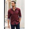 imageCOOFANDY Mens Long Sleeve Dress Shirt Plaid Collar Casual Button Down ShirtsWine Red