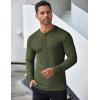 imageCOOFANDY Mens Long Sleeve Henley Shirts Stretch Ribbed TShirts Fashion Casual Basic TopsArmy Green