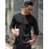 imageCOOFANDY Mens Long Sleeve Henley Shirts Stretch Ribbed TShirts Fashion Casual Basic TopsBlack