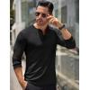 imageCOOFANDY Mens Long Sleeve Henley Shirts Stretch Ribbed TShirts Fashion Casual Basic TopsBlack