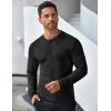 imageCOOFANDY Mens Long Sleeve Henley Shirts Stretch Ribbed TShirts Fashion Casual Basic TopsBlack