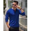 imageCOOFANDY Mens Long Sleeve Henley Shirts Stretch Ribbed TShirts Fashion Casual Basic TopsBlue