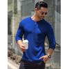 imageCOOFANDY Mens Long Sleeve Henley Shirts Stretch Ribbed TShirts Fashion Casual Basic TopsBlue