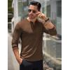 imageCOOFANDY Mens Long Sleeve Henley Shirts Stretch Ribbed TShirts Fashion Casual Basic TopsBrown