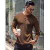 imageCOOFANDY Mens Long Sleeve Henley Shirts Stretch Ribbed TShirts Fashion Casual Basic TopsBrown