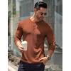 imageCOOFANDY Mens Long Sleeve Henley Shirts Stretch Ribbed TShirts Fashion Casual Basic TopsCaramel