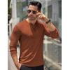 imageCOOFANDY Mens Long Sleeve Henley Shirts Stretch Ribbed TShirts Fashion Casual Basic TopsCaramel