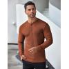 imageCOOFANDY Mens Long Sleeve Henley Shirts Stretch Ribbed TShirts Fashion Casual Basic TopsCaramel