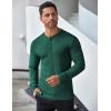 imageCOOFANDY Mens Long Sleeve Henley Shirts Stretch Ribbed TShirts Fashion Casual Basic TopsDark Green