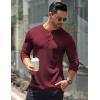 imageCOOFANDY Mens Long Sleeve Henley Shirts Stretch Ribbed TShirts Fashion Casual Basic TopsDark Red