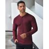 imageCOOFANDY Mens Long Sleeve Henley Shirts Stretch Ribbed TShirts Fashion Casual Basic TopsDark Red