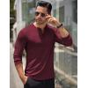 imageCOOFANDY Mens Long Sleeve Henley Shirts Stretch Ribbed TShirts Fashion Casual Basic TopsDark Red