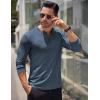 imageCOOFANDY Mens Long Sleeve Henley Shirts Stretch Ribbed TShirts Fashion Casual Basic TopsGrey Blue