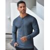 imageCOOFANDY Mens Long Sleeve Henley Shirts Stretch Ribbed TShirts Fashion Casual Basic TopsGrey Blue