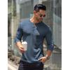 imageCOOFANDY Mens Long Sleeve Henley Shirts Stretch Ribbed TShirts Fashion Casual Basic TopsGrey Blue