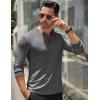 imageCOOFANDY Mens Long Sleeve Henley Shirts Stretch Ribbed TShirts Fashion Casual Basic TopsHeather Grey