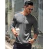 imageCOOFANDY Mens Long Sleeve Henley Shirts Stretch Ribbed TShirts Fashion Casual Basic TopsHeather Grey