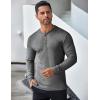 imageCOOFANDY Mens Long Sleeve Henley Shirts Stretch Ribbed TShirts Fashion Casual Basic TopsHeather Grey