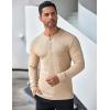 imageCOOFANDY Mens Long Sleeve Henley Shirts Stretch Ribbed TShirts Fashion Casual Basic TopsKhaki