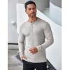 imageCOOFANDY Mens Long Sleeve Henley Shirts Stretch Ribbed TShirts Fashion Casual Basic TopsLight Grey