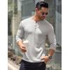 imageCOOFANDY Mens Long Sleeve Henley Shirts Stretch Ribbed TShirts Fashion Casual Basic TopsLight Grey