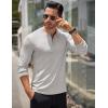 imageCOOFANDY Mens Long Sleeve Henley Shirts Stretch Ribbed TShirts Fashion Casual Basic TopsLight Grey