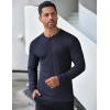 imageCOOFANDY Mens Long Sleeve Henley Shirts Stretch Ribbed TShirts Fashion Casual Basic TopsNavy Blue