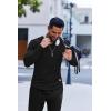imageCOOFANDY Mens Long Sleeve Muscle T Shirts Casual VNeck Slim Fit Longline Ribbed Shirts Stretch Tee ShirtsAll Black