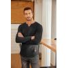 imageCOOFANDY Mens Long Sleeve Muscle T Shirts Casual VNeck Slim Fit Longline Ribbed Shirts Stretch Tee ShirtsAll Black