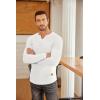 imageCOOFANDY Mens Long Sleeve Muscle T Shirts Casual VNeck Slim Fit Longline Ribbed Shirts Stretch Tee ShirtsAll White