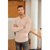 imageCOOFANDY Mens Long Sleeve Muscle T Shirts Casual VNeck Slim Fit Longline Ribbed Shirts Stretch Tee ShirtsBeige