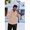 imageCOOFANDY Mens Long Sleeve Muscle T Shirts Casual VNeck Slim Fit Longline Ribbed Shirts Stretch Tee ShirtsBeige