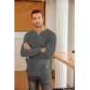 imageCOOFANDY Mens Long Sleeve Muscle T Shirts Casual VNeck Slim Fit Longline Ribbed Shirts Stretch Tee ShirtsDark Grey