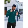 imageCOOFANDY Mens Long Sleeve Muscle T Shirts Casual VNeck Slim Fit Longline Ribbed Shirts Stretch Tee ShirtsGreen