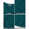 imageCOOFANDY Mens Long Sleeve Muscle T Shirts Casual VNeck Slim Fit Longline Ribbed Shirts Stretch Tee ShirtsGreen