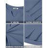imageCOOFANDY Mens Long Sleeve Muscle T Shirts Casual VNeck Slim Fit Longline Ribbed Shirts Stretch Tee ShirtsGrey Blue